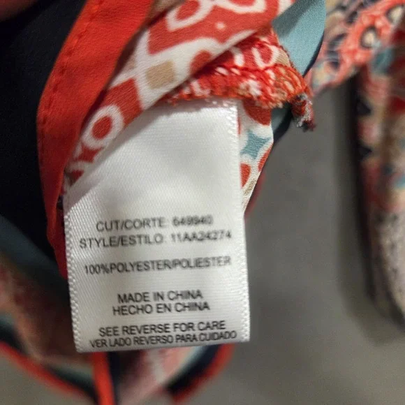 HeartSoul‎ Tunic Top Shirt Women Size Large Bandana Triangle Hem Boho Casual - Picture 5 of 8